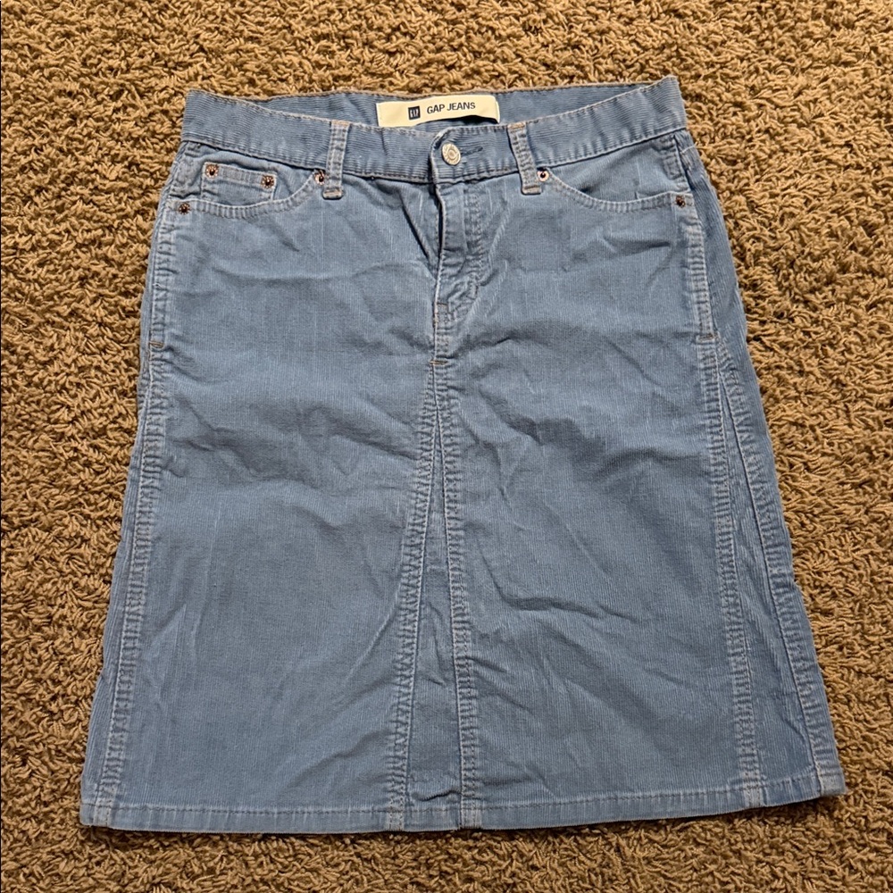 GAP Jeans Women's Blue Corduroy Skirt - Vintage - gray-blue color